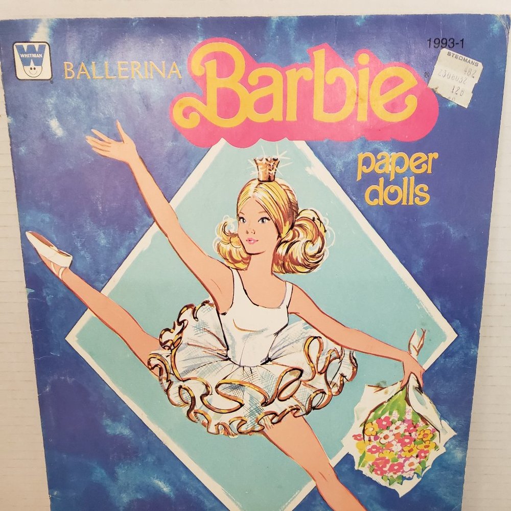 ❤ Vintage Paper Dolls  1977 Ballerina Barbie Mattel A Whitman Book 2 figures
